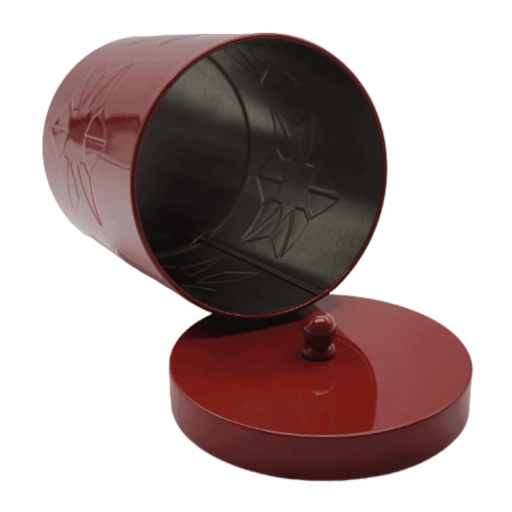 Frasco Metalico Rojo Con Tapa Redondo Multiuso Decorativo - Fliperex