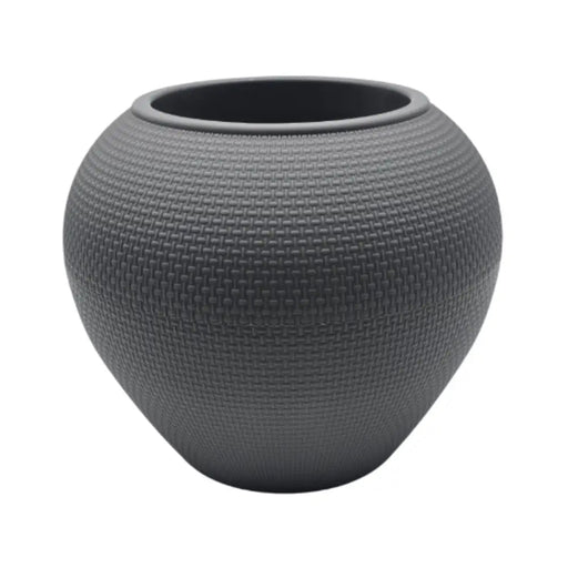 Macetero Plastico Redondo Ovalado Moderno Con Textura L