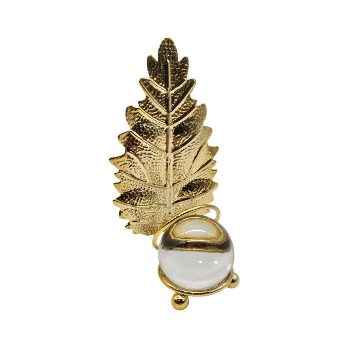 Hoja Dorada Con Bola De Cristal Adorno Elegante Para Mesas - Fliperex
