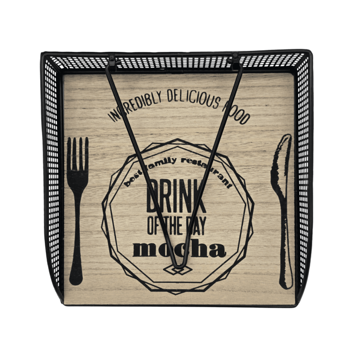 Servilletero Porta Servilletas Metal y Madera Diseño Bistro - Fliperex