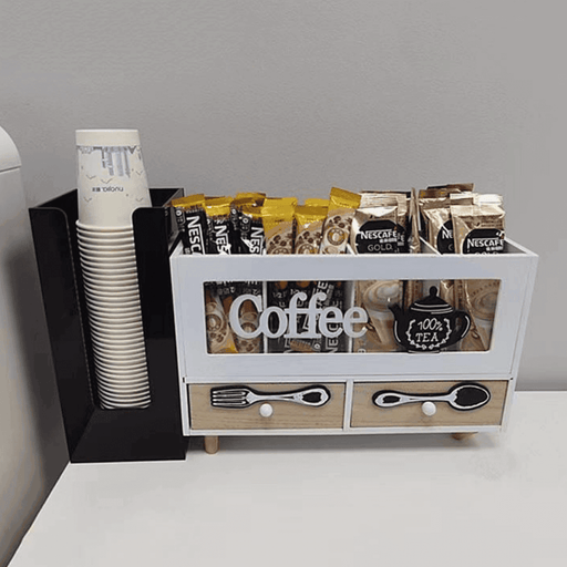 Caja De Te 4 Divisiones Con Cajones Estacion De Café Oficina - Fliperex