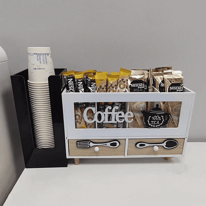 Caja De Te 4 Divisiones Con Cajones Estacion De Café Oficina - Fliperex