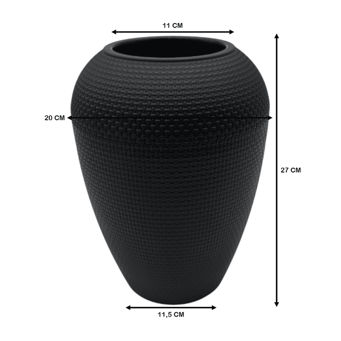 Macetero Plastico Redondo Ovalado Moderno Con Textura M - Fliperex