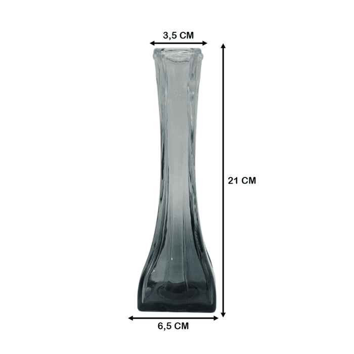 Florero Decoratico De Vidrio Transparente Base Oscura Simple - Fliperex