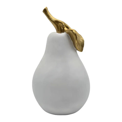 Figura Adorno De Pera Blanca Decorativa En Resina Moderna - Fliperex