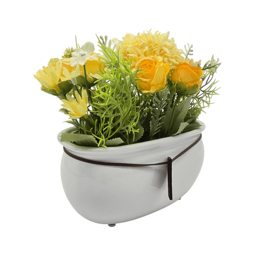 Planta Artificial Macetero Ceramica Blanco Arreglo Floral - Fliperex
