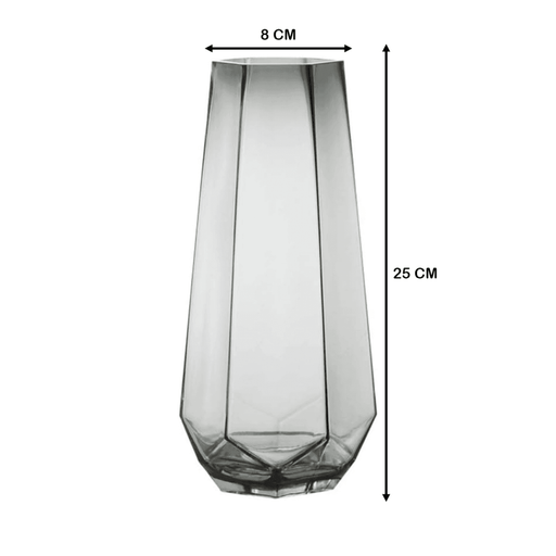 Florero Decorativo Geometrico Hexagonal De Vidrio Oscuro M - Fliperex