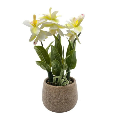 Planta Artificial Orquidea Blanca Decorativa Macetero Loza - Fliperex