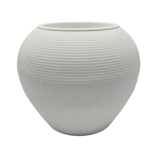 Macetero Plastico Redondo Ovalado Moderno Con Textura L