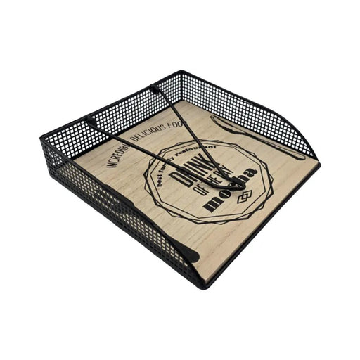 Servilletero Porta Servilletas Metal y Madera Diseño Bistro - Fliperex