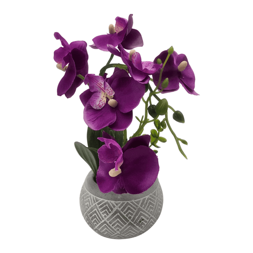 Planta Artificial Orquidea Pequeña Macetero De Cemento - Fliperex
