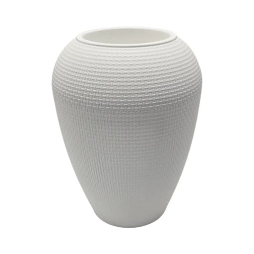 Macetero Plastico Redondo Ovalado Moderno Con Textura M - Fliperex