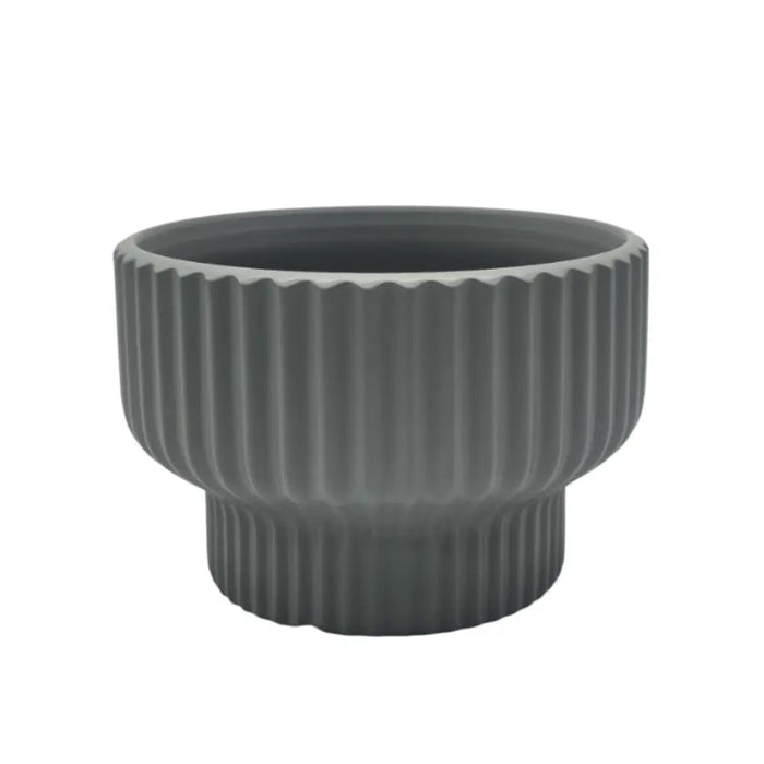 Macetero Maceta De Ceramica Estilo Copon Gris Mate M - Fliperex