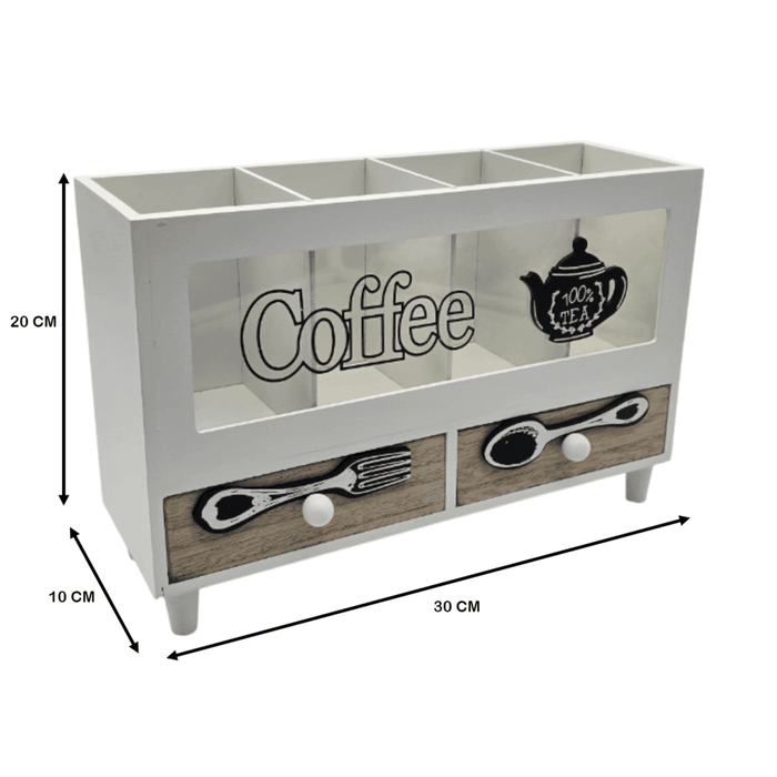 Caja De Te 4 Divisiones Con Cajones Estacion De Café Oficina - Fliperex