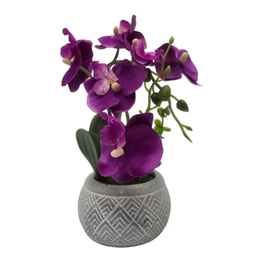 Planta Artificial Orquidea Pequeña Macetero De Cemento - Fliperex