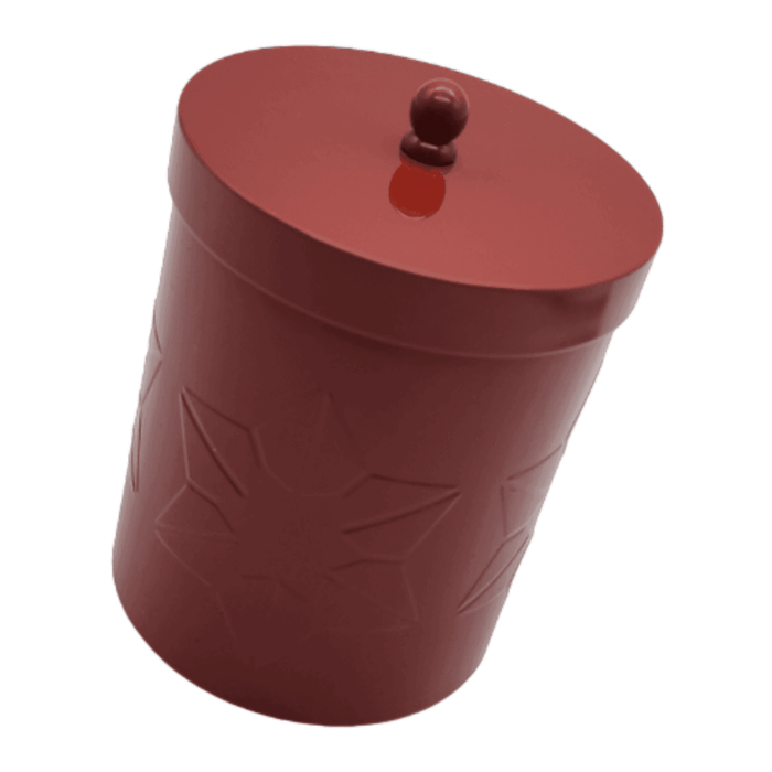 Frasco Metalico Rojo Con Tapa Redondo Multiuso Decorativo - Fliperex