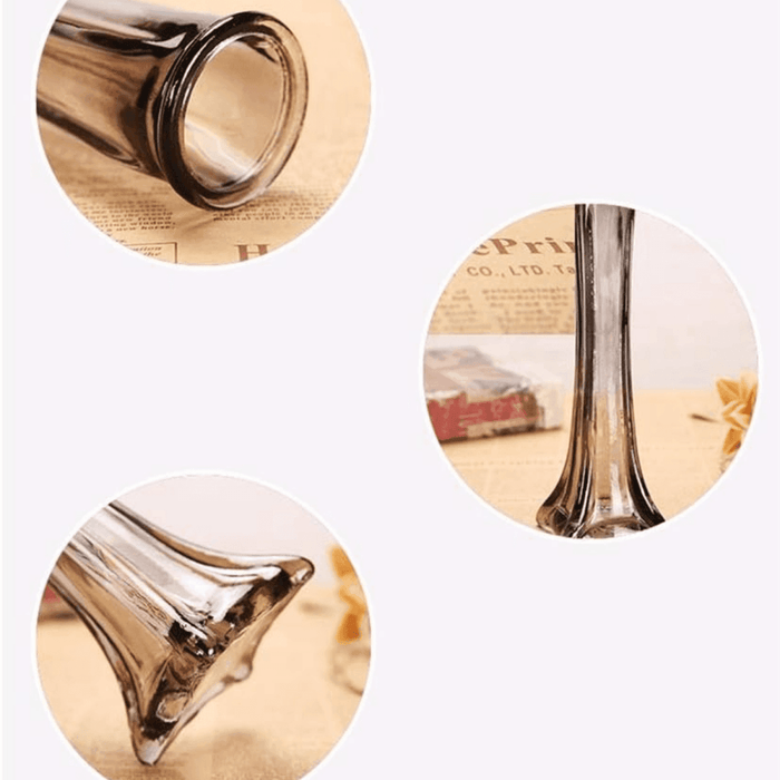 Set 2 Floreros Decorativos De Vidrio Pequeño Tonalidad Humo - Fliperex