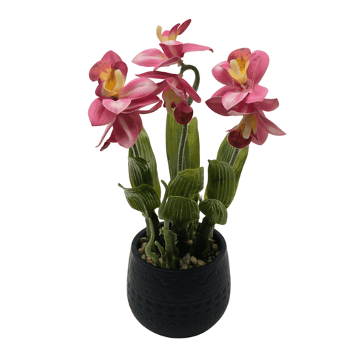 Planta Artificial Orquidea Rosada Decorativa Macetero Loza - Fliperex