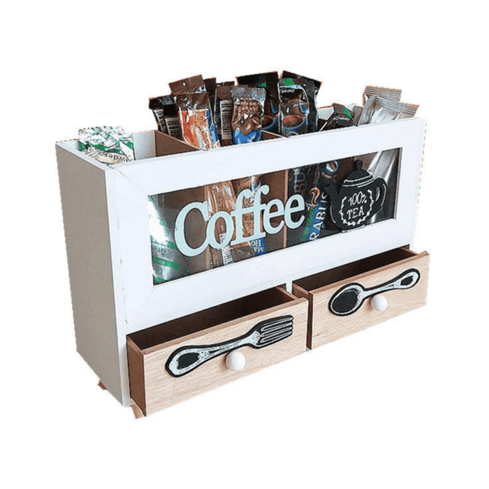 Caja De Te 4 Divisiones Con Cajones Estacion De Café Oficina - Fliperex