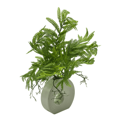 Planta Artificial Helecho Decorativa Macetero De Ceramica - Fliperex