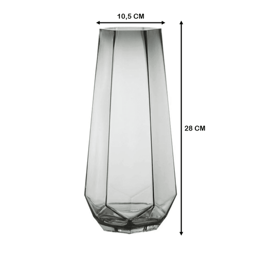 Florero Decorativo Geometrico Hexagonal De Vidrio Oscuro L - Fliperex