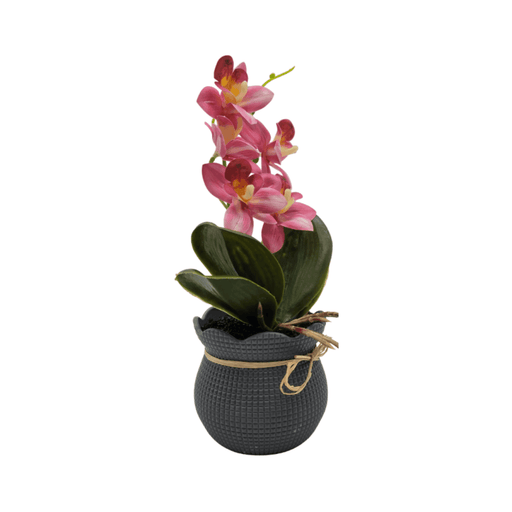 Planta Artificial Orquidea Decorativa Rosada Maceta Resina - Fliperex