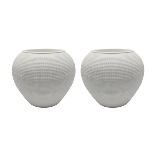 Set 2 Maceteros Plastico Redondo Ovalado Moderno Textura L - Fliperex