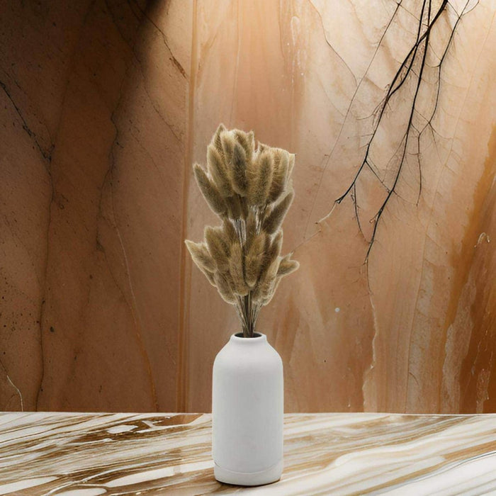 Florero De Ceramica Decorativo Blanco Ovalado Flores Secas - Fliperex