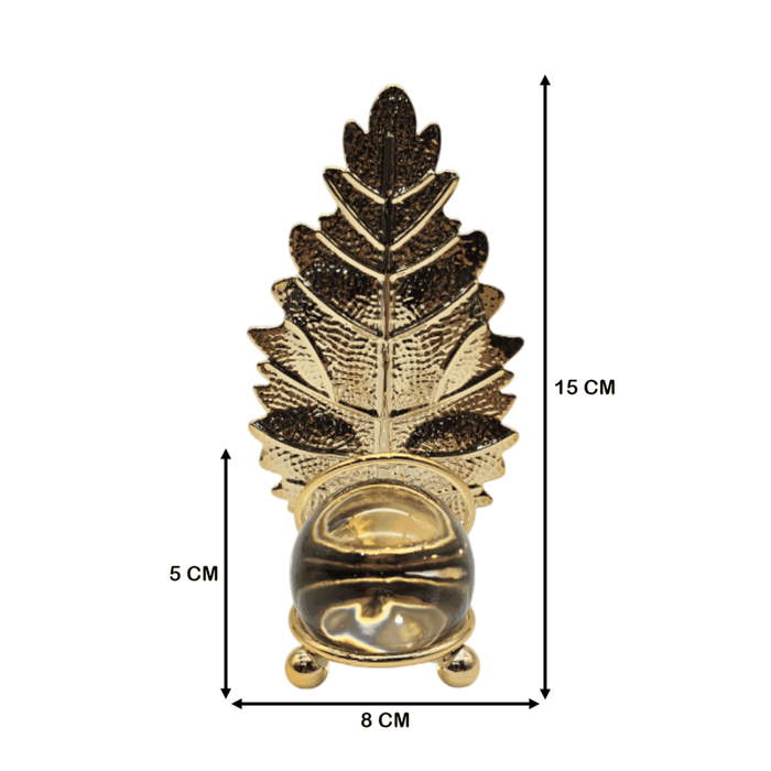 Hoja Dorada Con Bola De Cristal Adorno Elegante Para Mesas - Fliperex