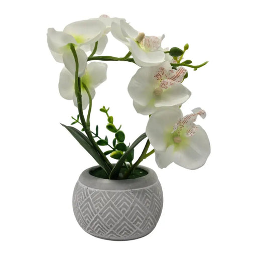 Planta Artificial Orquidea Pequeña Macetero De Cemento - Fliperex