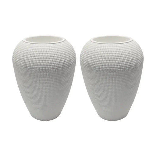 Set 2 Maceteros Plastico Redondo Ovalado Moderno Textura M - Fliperex