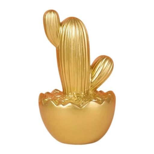 Adorno Cactus De Resina Dorado Decoracion Mesa Oficina D3 - Fliperex