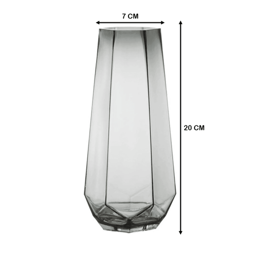 Florero Decorativo Geometrico Hexagonal De Vidrio Oscuro S - Fliperex