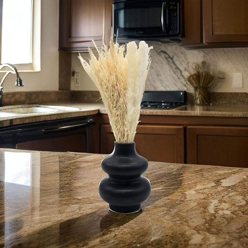 Florero De Ceramica Decorativo Diseño Negro Flores Secas - Fliperex