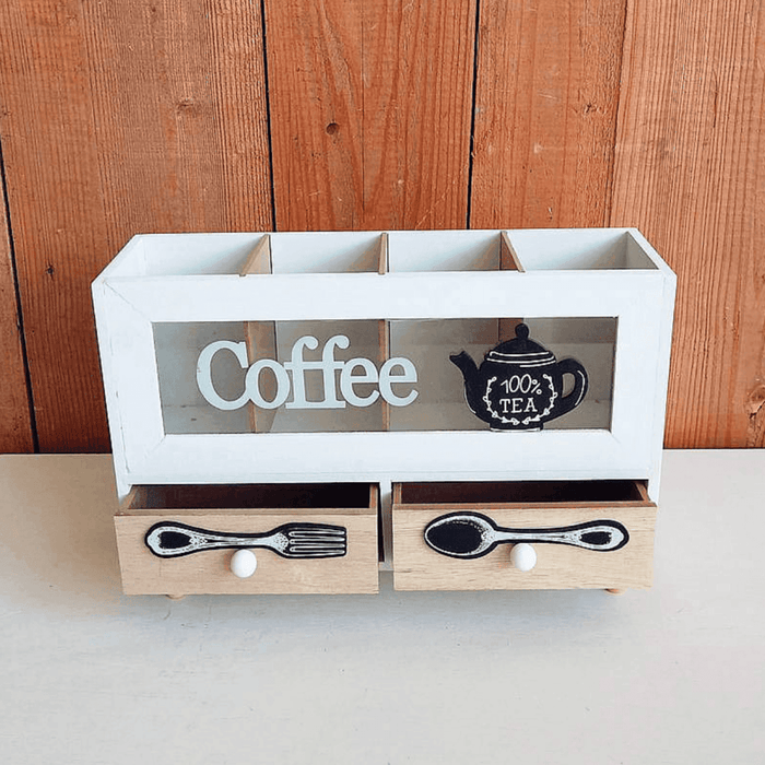 Caja De Te 4 Divisiones Con Cajones Estacion De Café Oficina - Fliperex