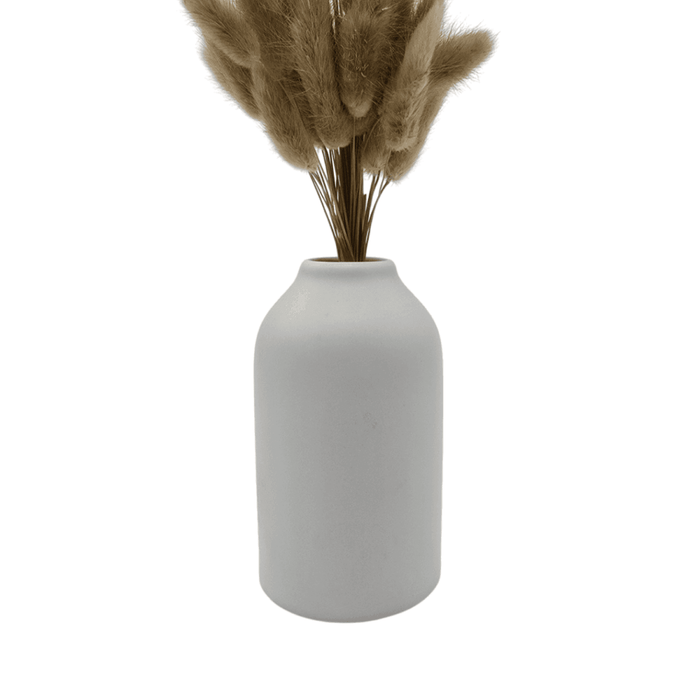 Florero De Ceramica Decorativo Blanco Ovalado Flores Secas - Fliperex