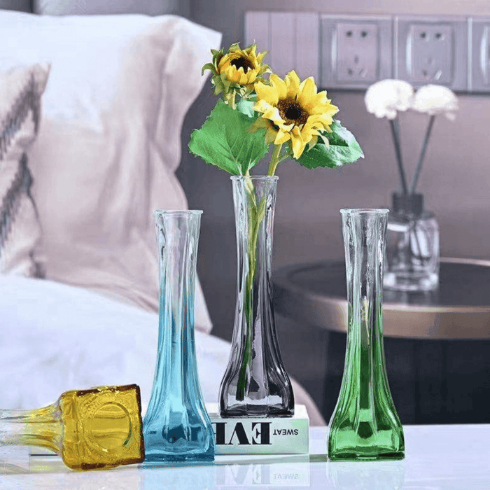 Set 3 Floreros Decorativos De Vidrio Pequeño Tonalidad Humo - Fliperex