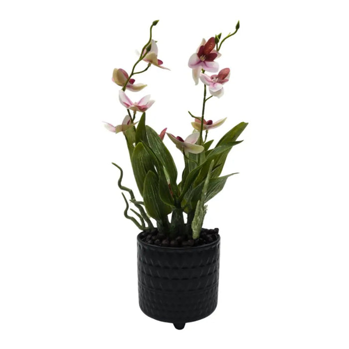 Planta Artificial Orquidea Rosado Decorativa Macetero Loza - Fliperex