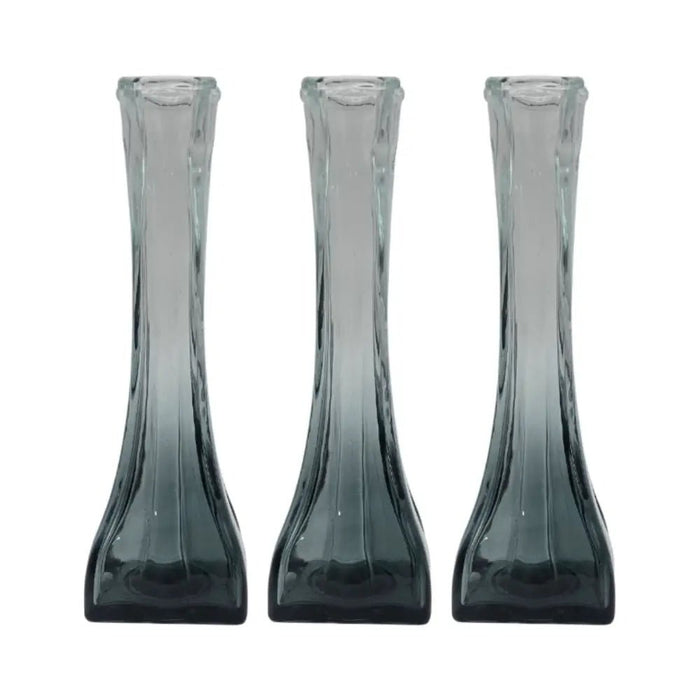 Set 3 Floreros Decorativos De Vidrio Pequeño Tonalidad Humo - Fliperex