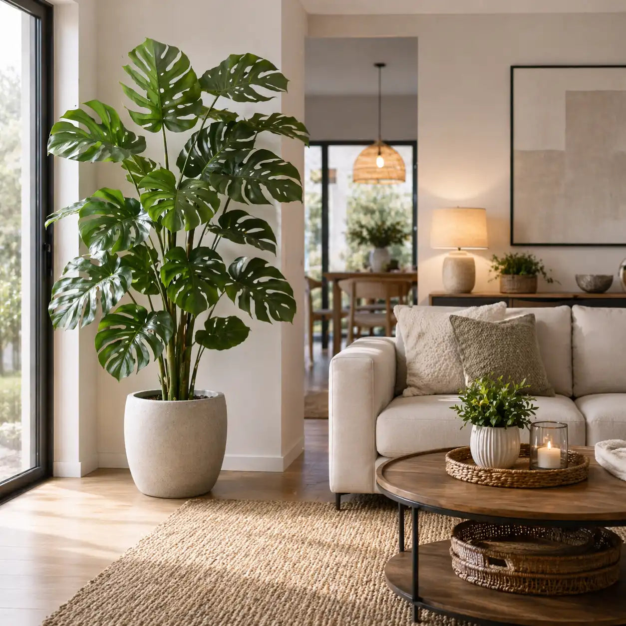 Plantas artificiales grandes: cómo decorar espacios amplios