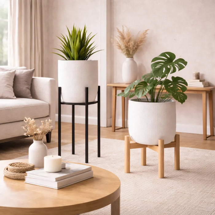 Porta maceteros: cómo elevar tu decoración sin recargar el espacio