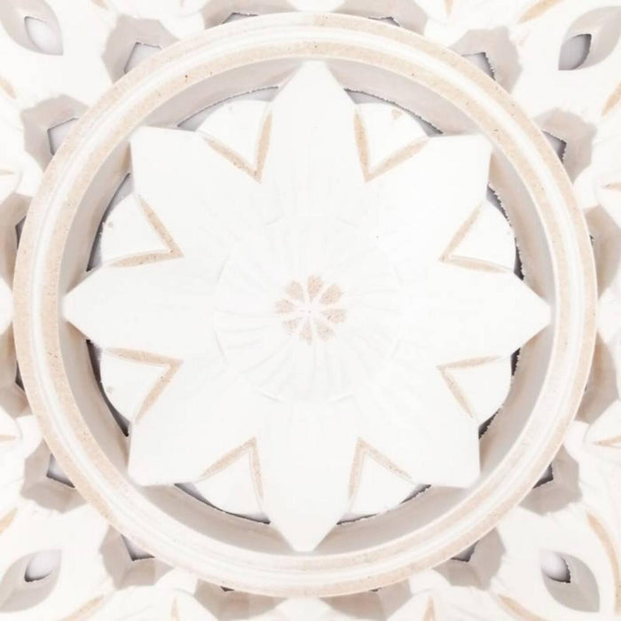 Cuadro De Madera Ornamental Mandala Blanco Decoracion Pared