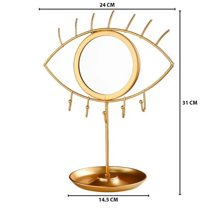 Espejo De Ojo Soporte Organizador De Joyas Nordico Dorado