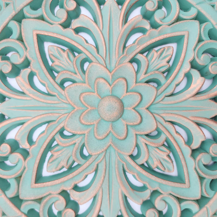 Cuadro De Madera Ornamental Mandala Verde Decoracion Chico