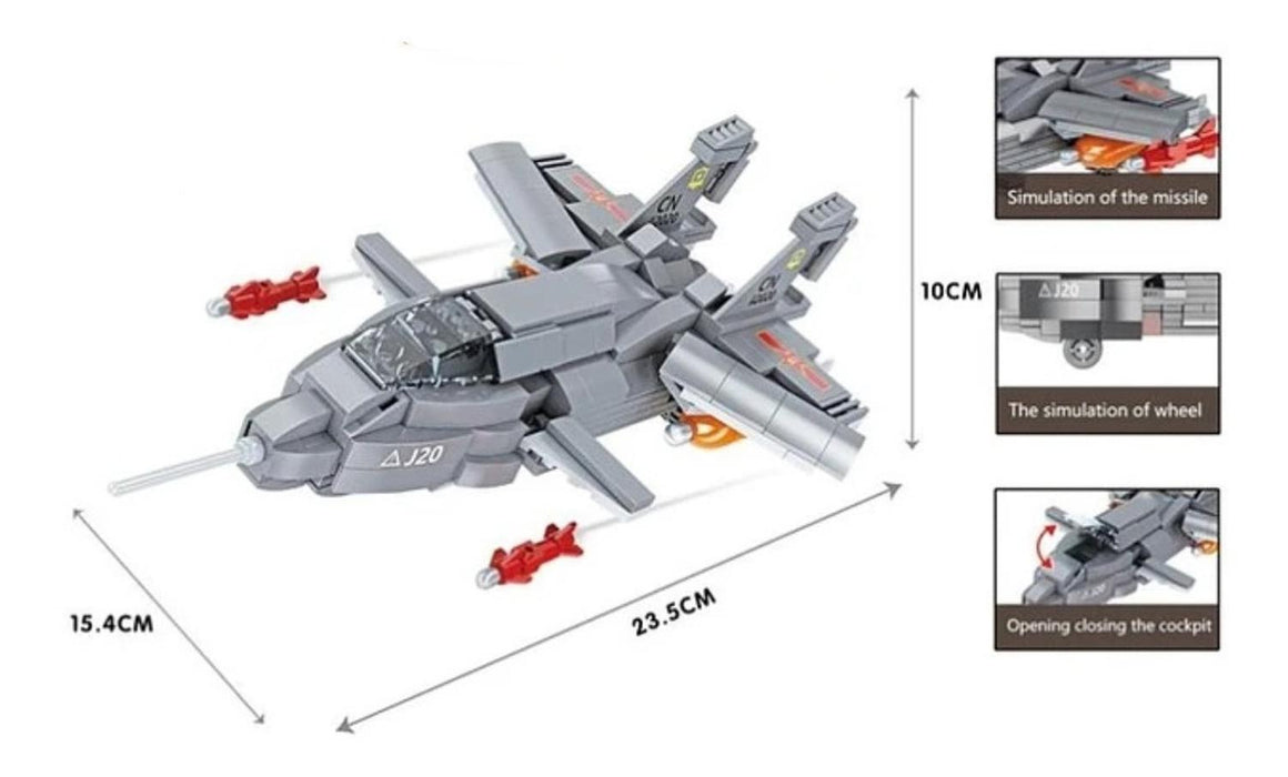 Construye Caza Militar De Guerra Misiles Armable Bloques
