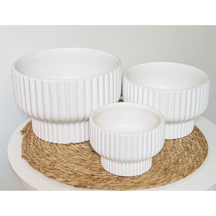 Set 3 Maceteros Maceta De Ceramica Estilo Copon Blanco Mate