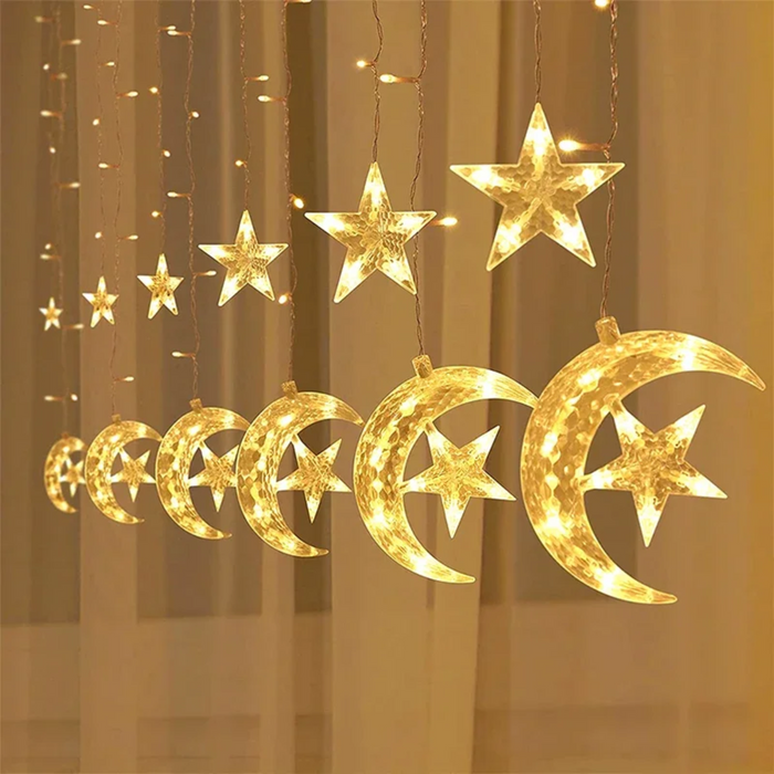 Luces Navideñas Solares Led Lunas y Estrellas Deco Navidad