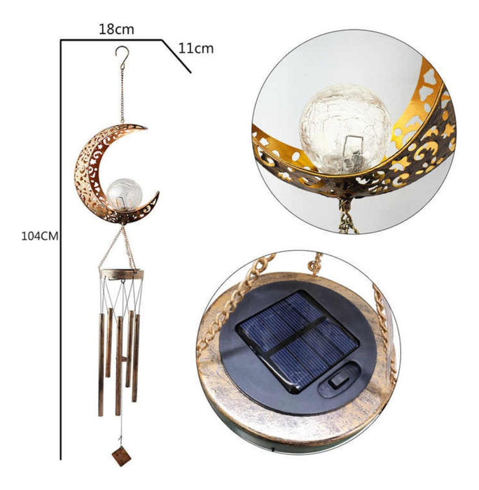 Campana De Viento Con Luz Solar Luna Decoracion Hogar Jardin