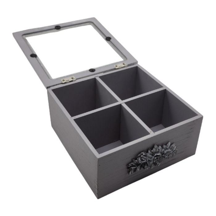 Caja De Te Porta Te Caja Para El Te Gris 4 Divisiones