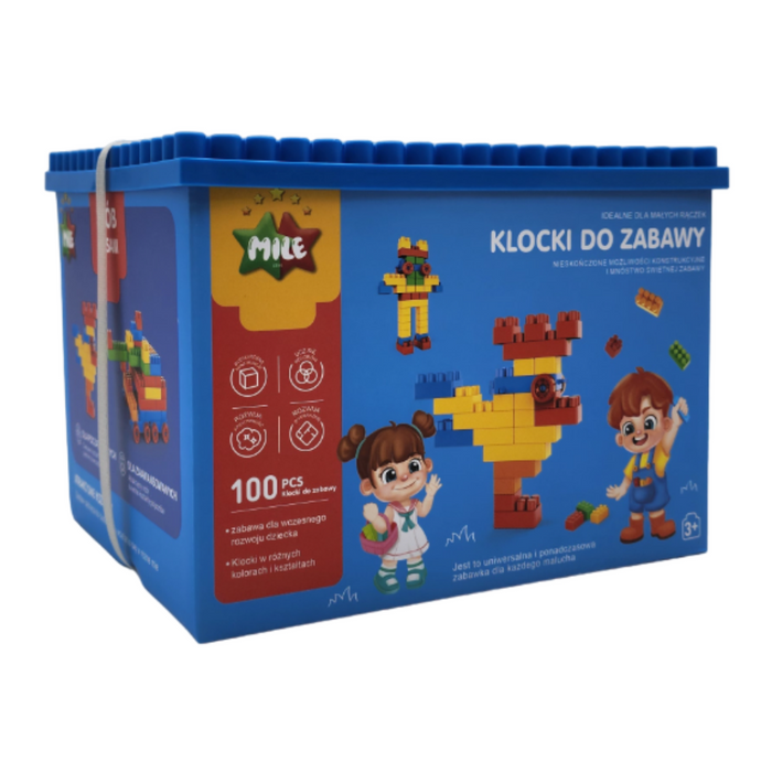 Caja De Bloques Azul 100 Piezas Para Armar Y Divertirse